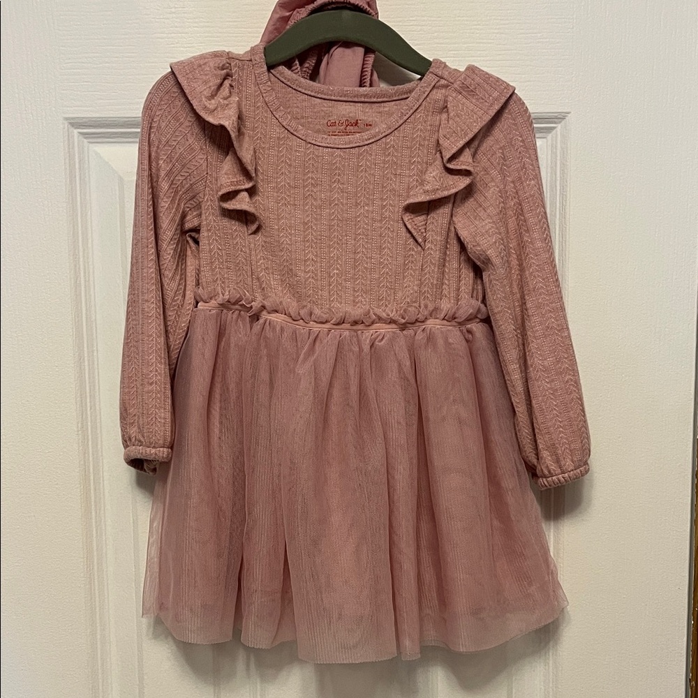 Cat & Jack Mauve Ruffle Long Sleeve Dress